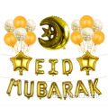 Eid Mubarak Dekoration Kit Eid Brief Banner Drucken Latexballons Mondstar Aluminium Folienballons klarer Konfetti -Luftballons
